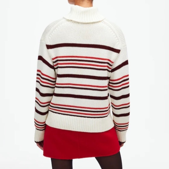 NWT Madewell Ribbed Cotton Turtleneck Sweater in Stripe size XS - Picture 4 of 10